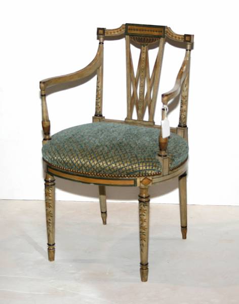 Appraisal: A pair of George III style paint decorated armchairs height