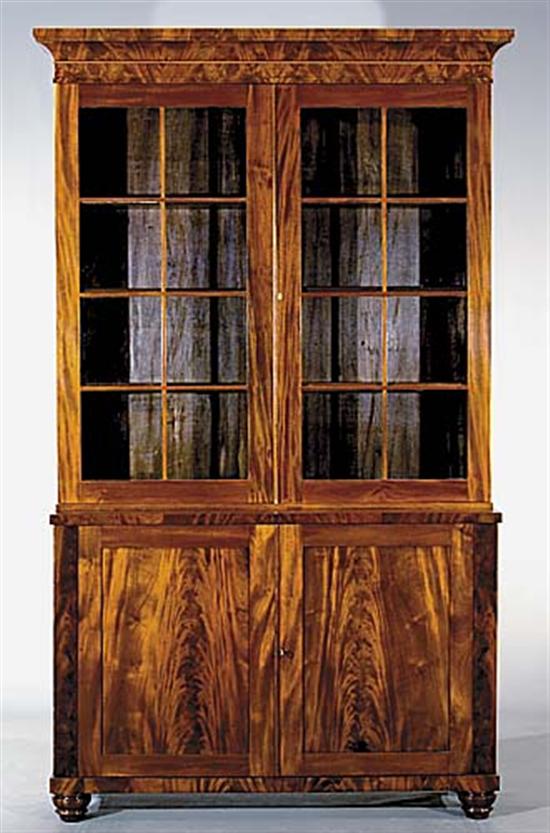 Appraisal: American mahogany bookcase cabinet first quarter th centurygenerously molded crown