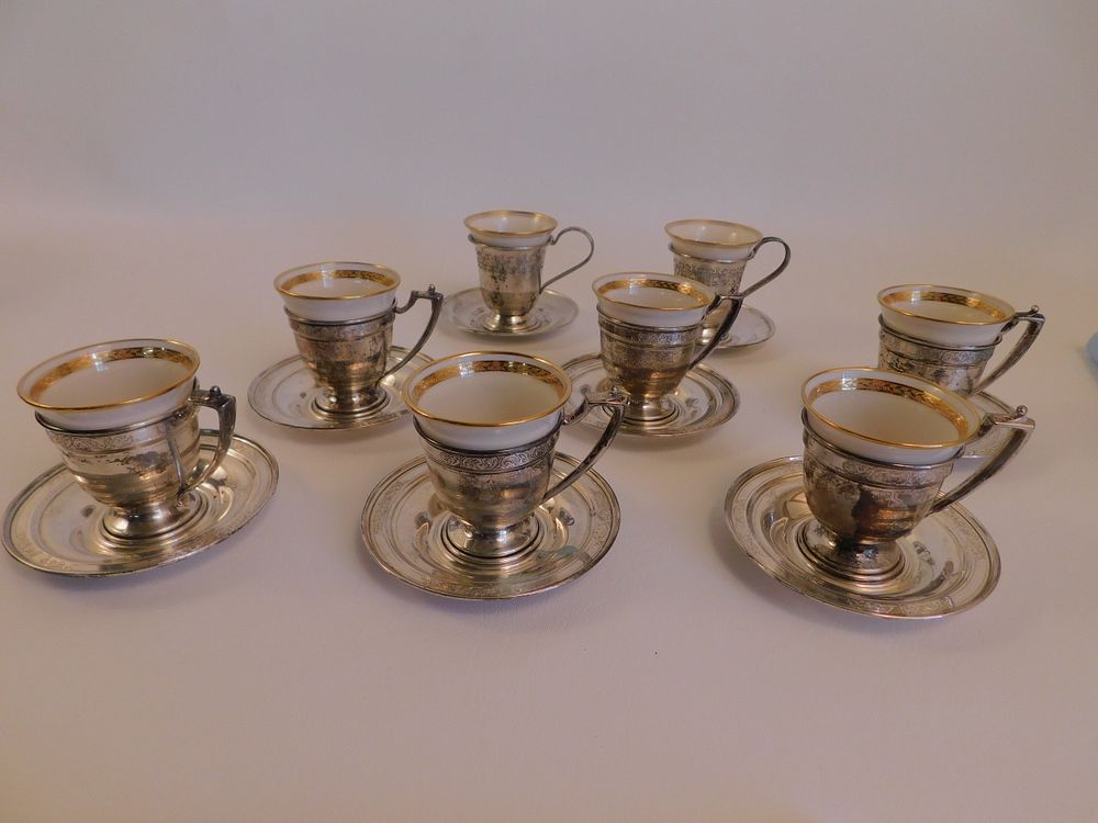 Appraisal: STERLING LENOX DEMITASSE CUPS Lot of sterling silver demitasse cup