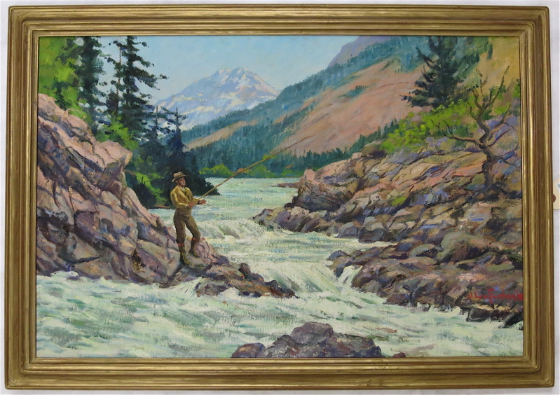 Appraisal: JOHN LEO FAIRBANKS OIL ON CANVAS Oregon Utah - Fisherman