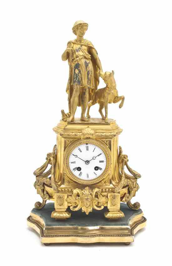 Appraisal: A French Cast Metal Figural Mantel Clock P H Mourey