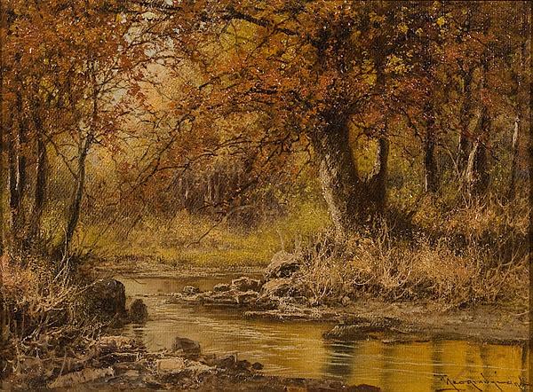 Appraisal: LAZLO NEOGRADY HUNGARIAN - Autumn River Landscapeoil on canvassigned l