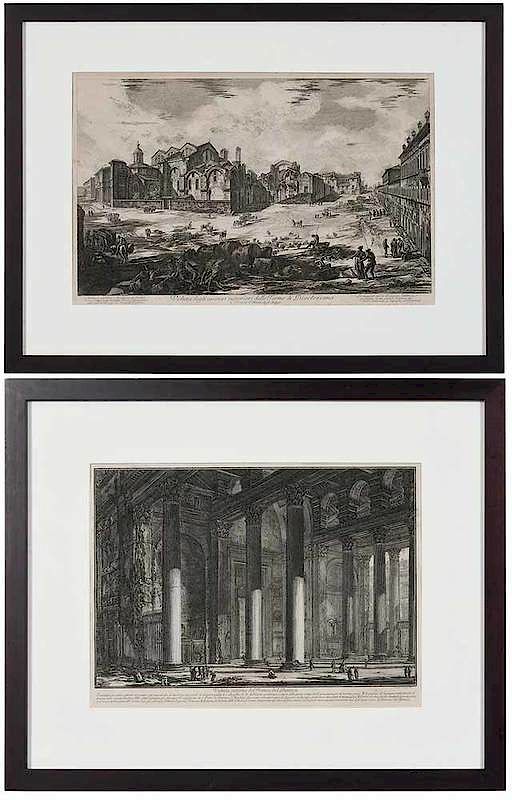 Appraisal: Francesco Piranesi Italian - Two engravings Veduta interna del Pronao