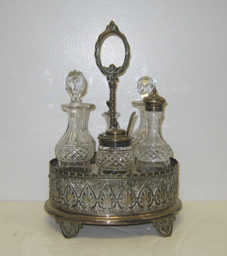 Appraisal: ELKINGTON CO BIRMINGHAM CIRCA Plated silver on copper six-bottle cruet