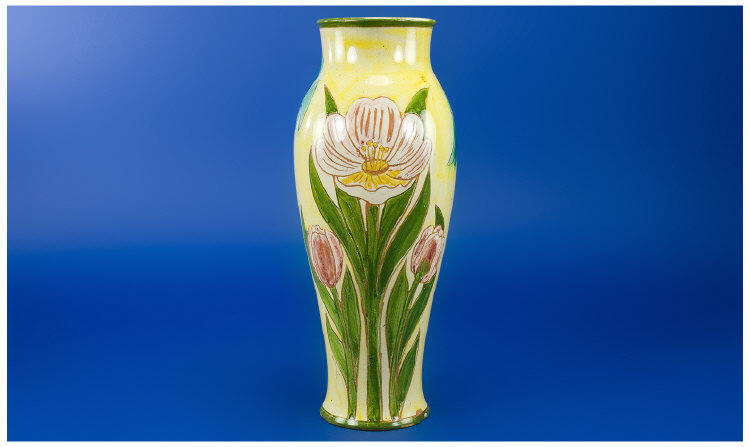 Appraisal: Della Robbia Baluster Vase with Scraffito Decoration on one side