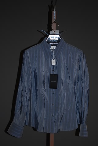 Appraisal: Giorgio Armani Gray silk long sleeve silk blouse with blue