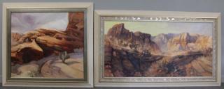 Appraisal: GHIGLIERI Lorenzo Two Western Landscape Oils Western Sky - signed