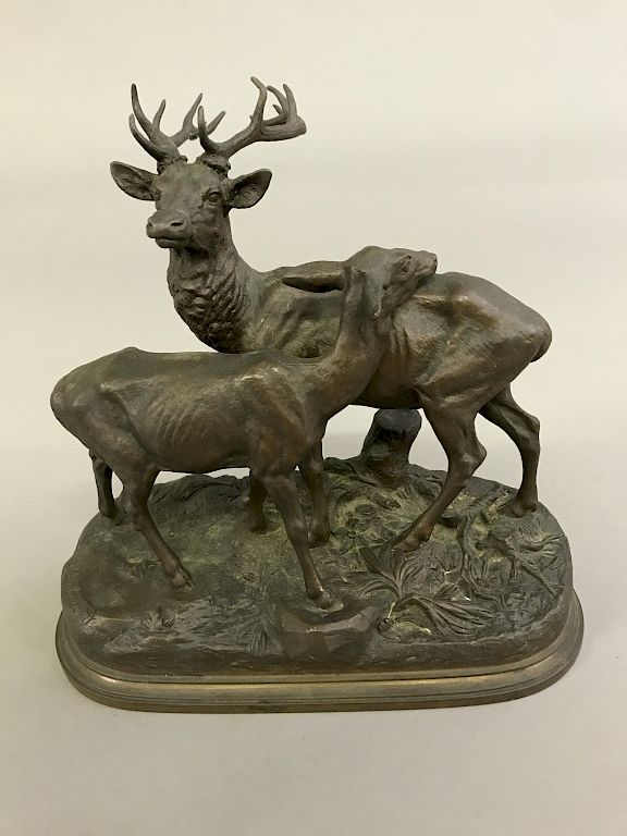 Appraisal: Alfred Dubucand Bronze of Stag Doe Alfred Dubucand French -