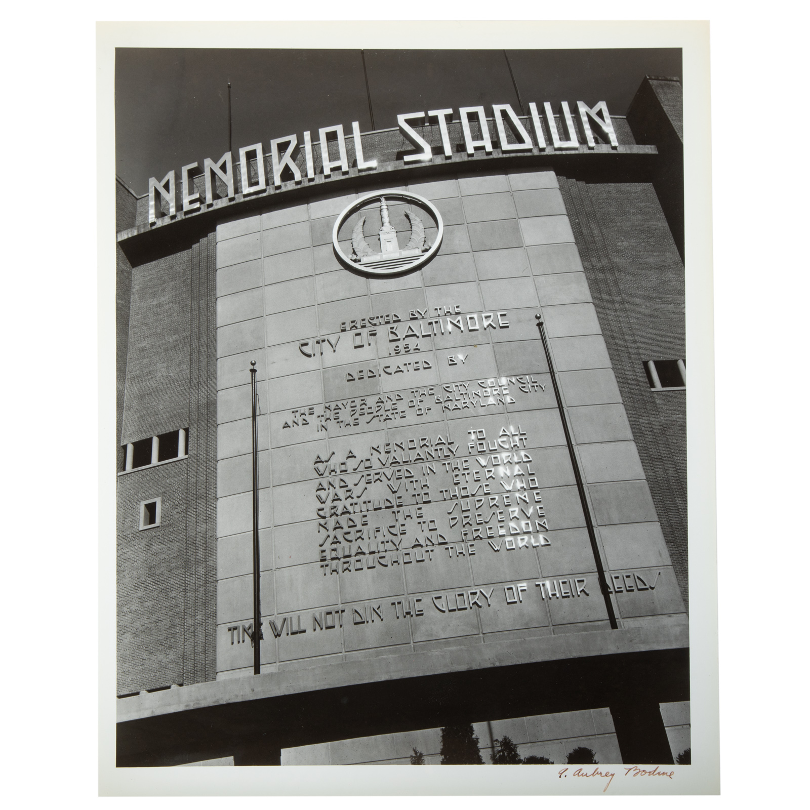 Appraisal: A AUBREY BODINE MEMORIAL STADIUM American - Gelatin silver print