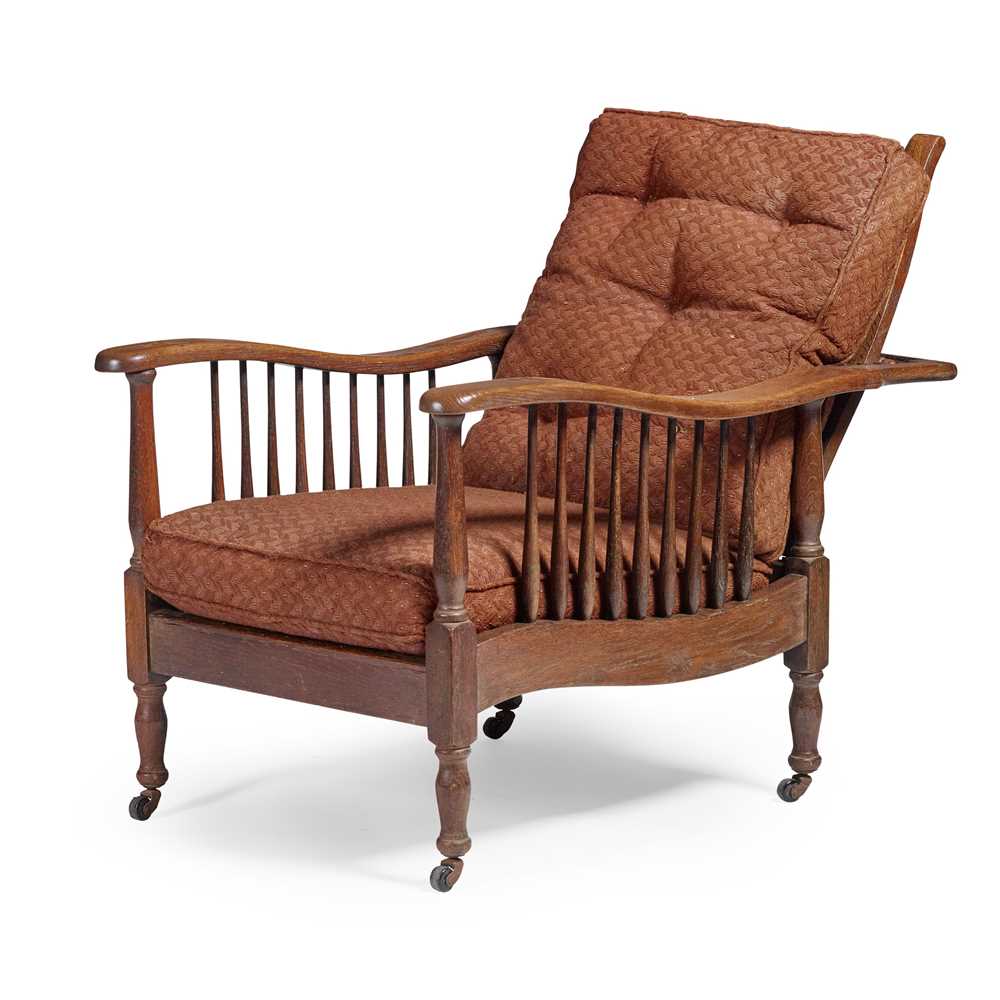 Appraisal: SHAPLAND PETTER BARNSTAPLE ARTS CRAFTS RECLINING ARMCHAIR CIRCA oak with