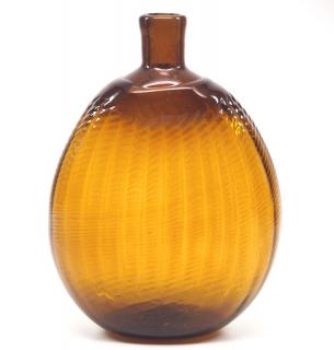 Appraisal: Pattern An early th century pattern-molded glass Pitkin-type flask Midwestern