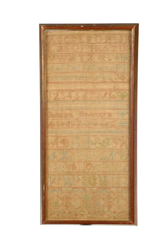 Appraisal: SAMPLER Almira Brown American early th century silk on linen