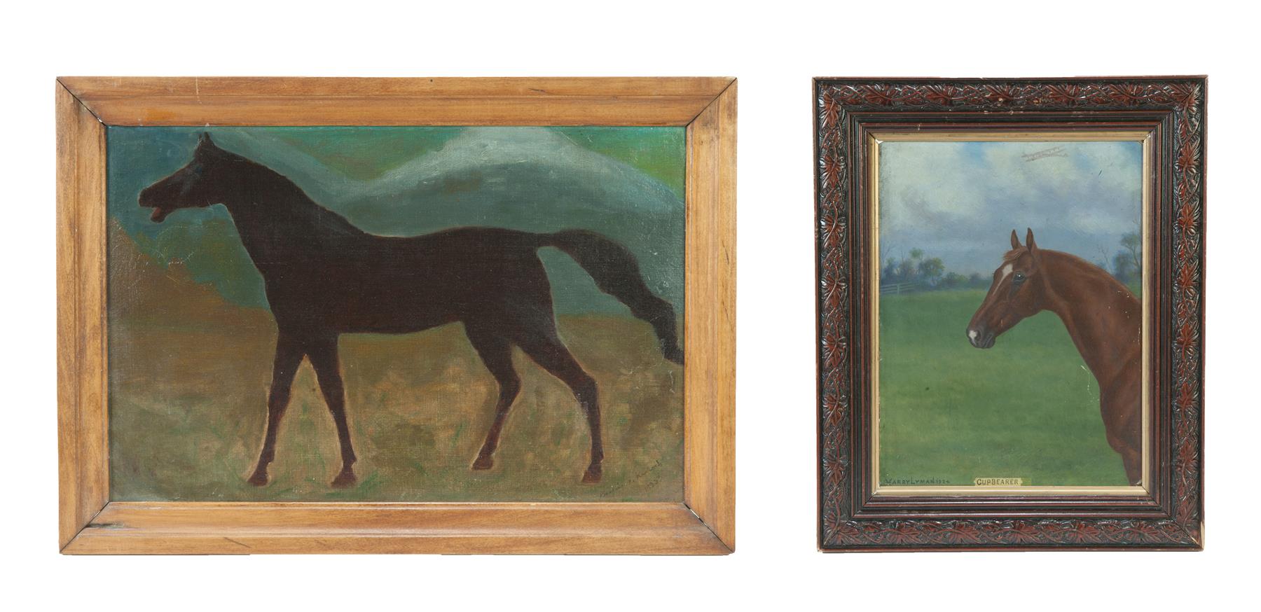 Appraisal: TWO AMERICAN FRAMED OIL ON ARTIST BOARD PAINTINGS OF HORSES