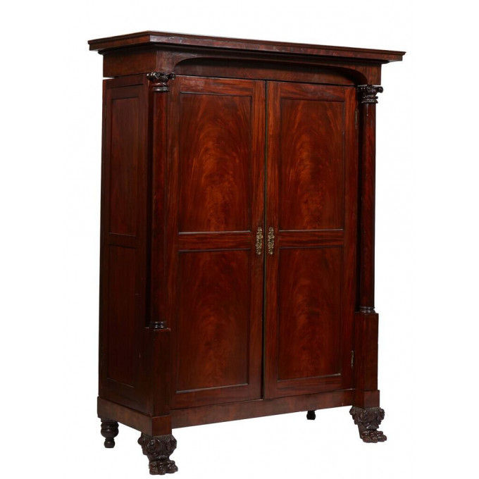 Appraisal: American Classical Carved Mahogany Armoire c probably New York the