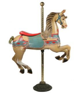 Appraisal: CAROUSEL HORSE Outside Jumper Horse on brass twist pole with