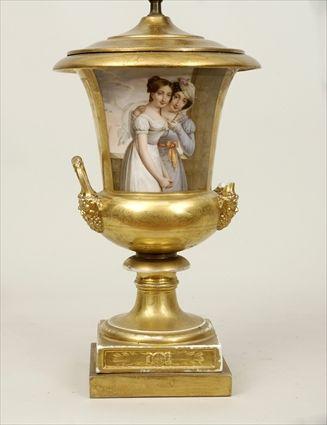 Appraisal: Paris Porcelain Gilt and Polychrome Decorated Vase Mounted as a