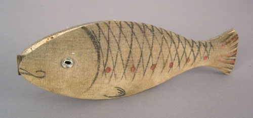 Appraisal: Unusual fabric covered pincushion in the shape of a fish