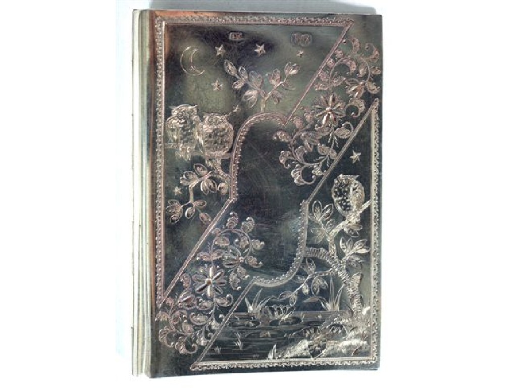 Appraisal: AESTHETIC MOVEMENT SILVER NOTEBOOK CASE SAMPSON MORDAN LONDON the front