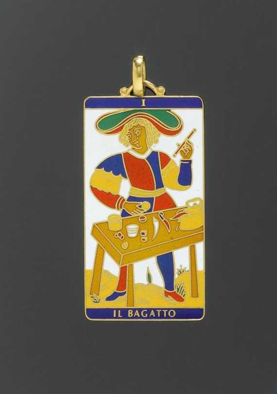 Appraisal: GOLD ENAMEL PENDANTS ENRICO SERAFINI Florence s Yellow gold g