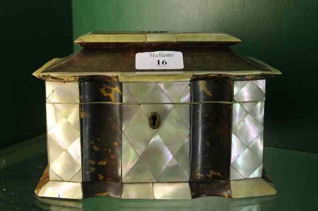 Appraisal: A VICTORIAN TORTOISESHELL AND MOTHER OF PEARL TEA CADDY with