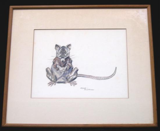 Appraisal: Paul Brown American - watercolor of a mouse titled ''Gene''