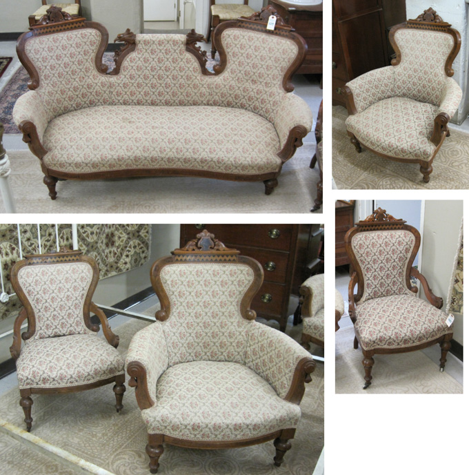 Appraisal: VICTORIAN FIVE-PIECE PARLOR SET Renaissance Revival design Louis XVI sub-style