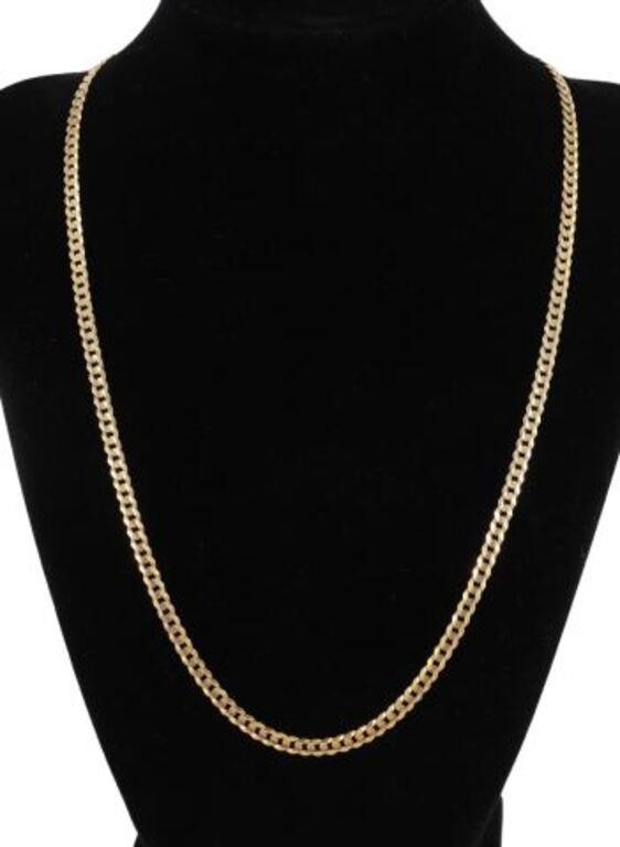 Appraisal: Estate Italian kt yellow gold flat curb chain necklace hallmarked