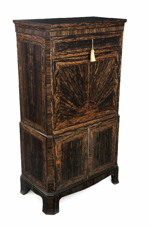 Appraisal: An early th century calamander and zebrawood secretaire cabinet probably