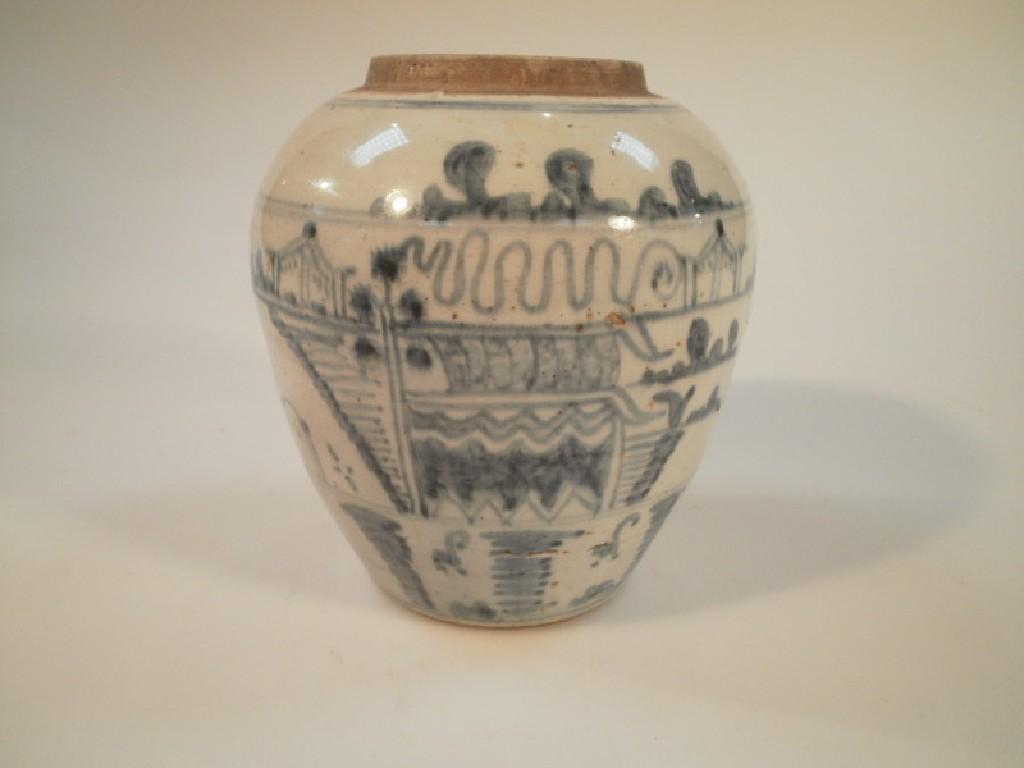 Appraisal: A Chinese blue and white ginger jar no lid