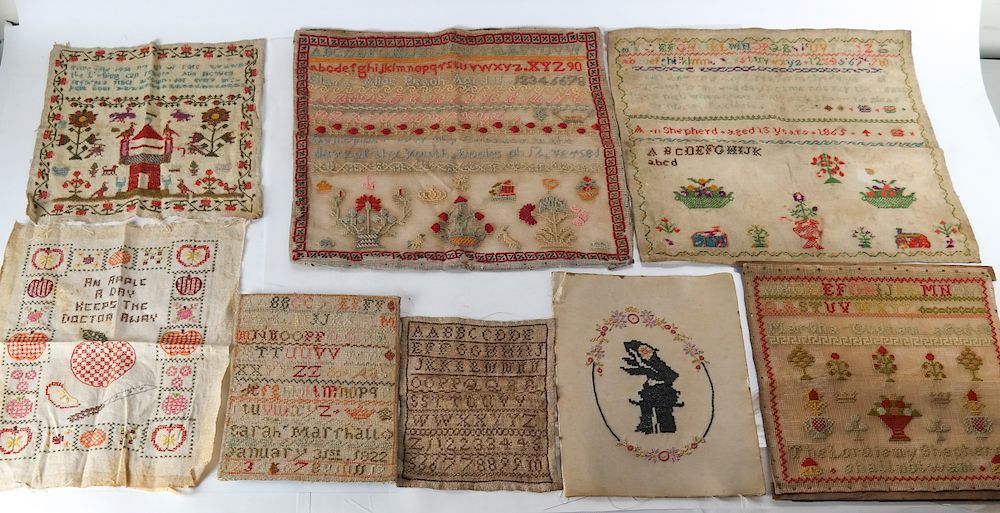 Appraisal: Group of Samplers By Children Others Clare Alloe Peach age