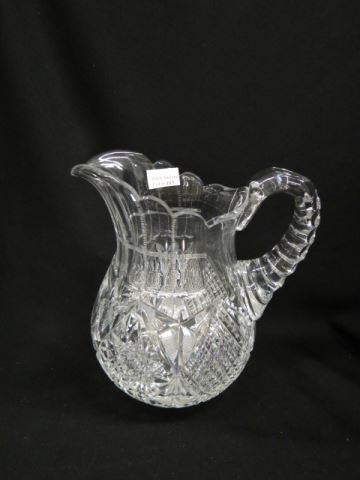 Appraisal: Cut Glass Pitcher brilliant period stress crack at handle