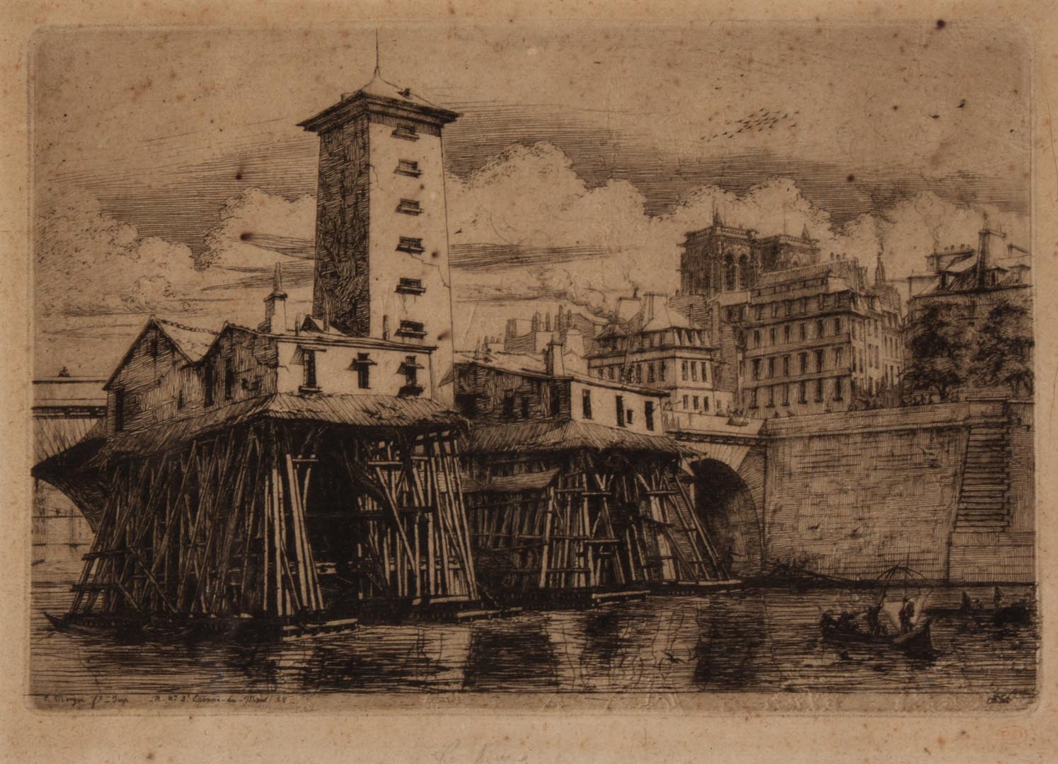 Appraisal: Charles Meryon La Pompe Notre-Dame etching French - Signed C