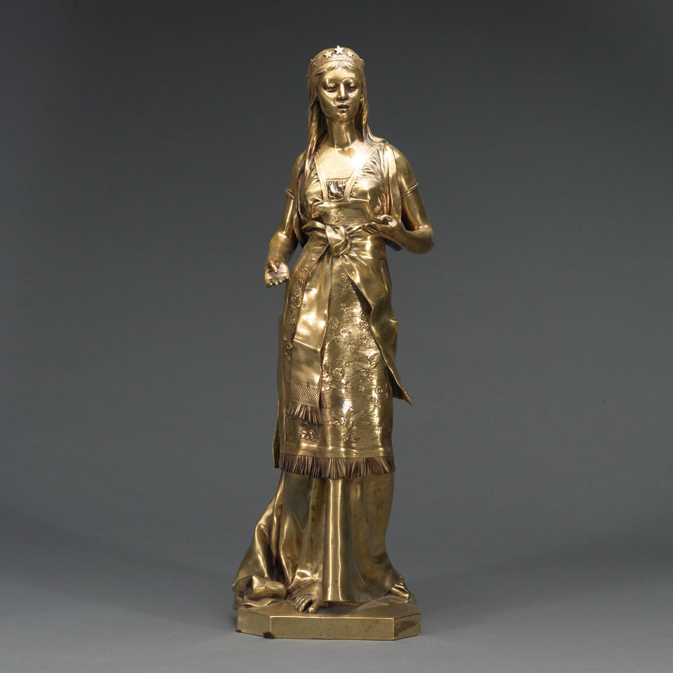 Appraisal: After Jean-Baptiste Germain French - STANDING MAIDEN bronze signed in