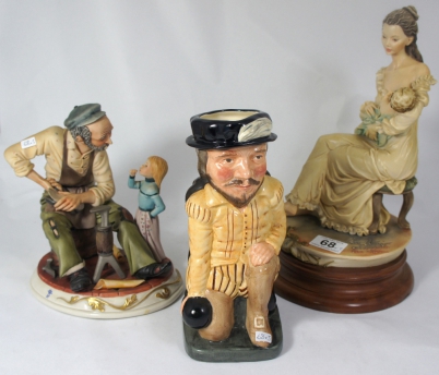 Appraisal: Capodimonte pottery figure and resin figure with Royal Doulton Francis