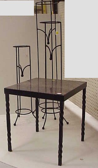 Appraisal: Three contemporary black nesting iron plant stands h x d