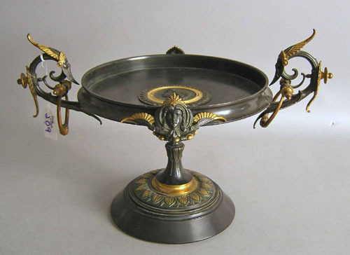 Appraisal: Classical revival bronze compote with marble base h dia