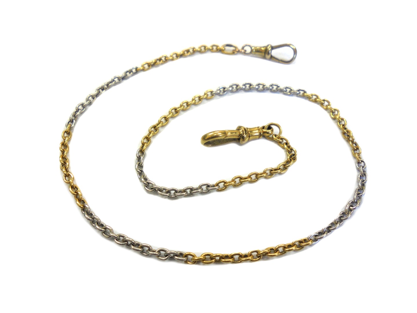 Appraisal: A bi-colour belcher link chain on two swivel clasps one