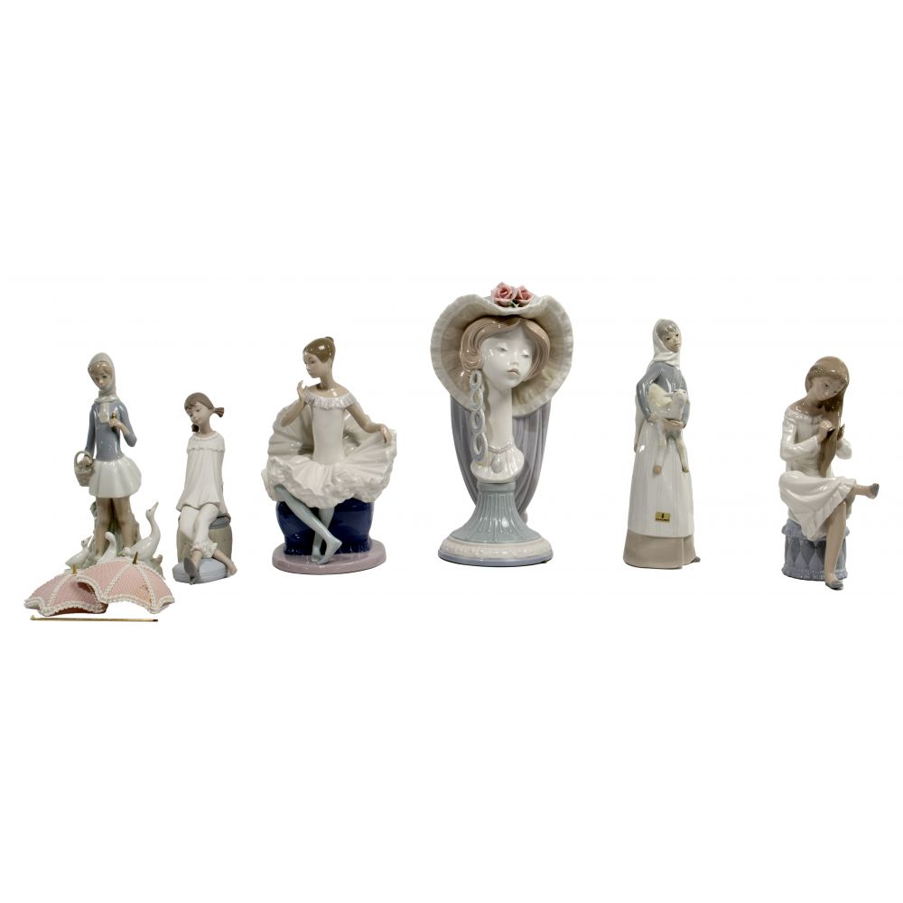 Appraisal: LLADRO AND NAO PORCELAIN FIGURINE ASSORTMENT items Lladro glazed including