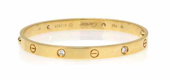 Appraisal: An Karat Yellow Gold and Diamond Love Bracelet Cartier containing