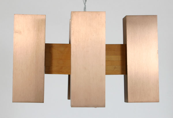 Appraisal: Modernist retro hanging light fixture polished metal shades on laminate