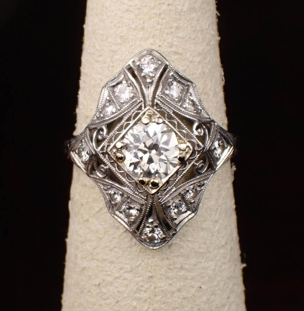 Appraisal: ANTIQUE DIAMOND AND EIGHTEEN KARAT GOLD RING WITH APPRAISAL The