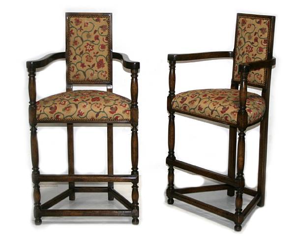 Appraisal: Two Baroque style bar stools height in