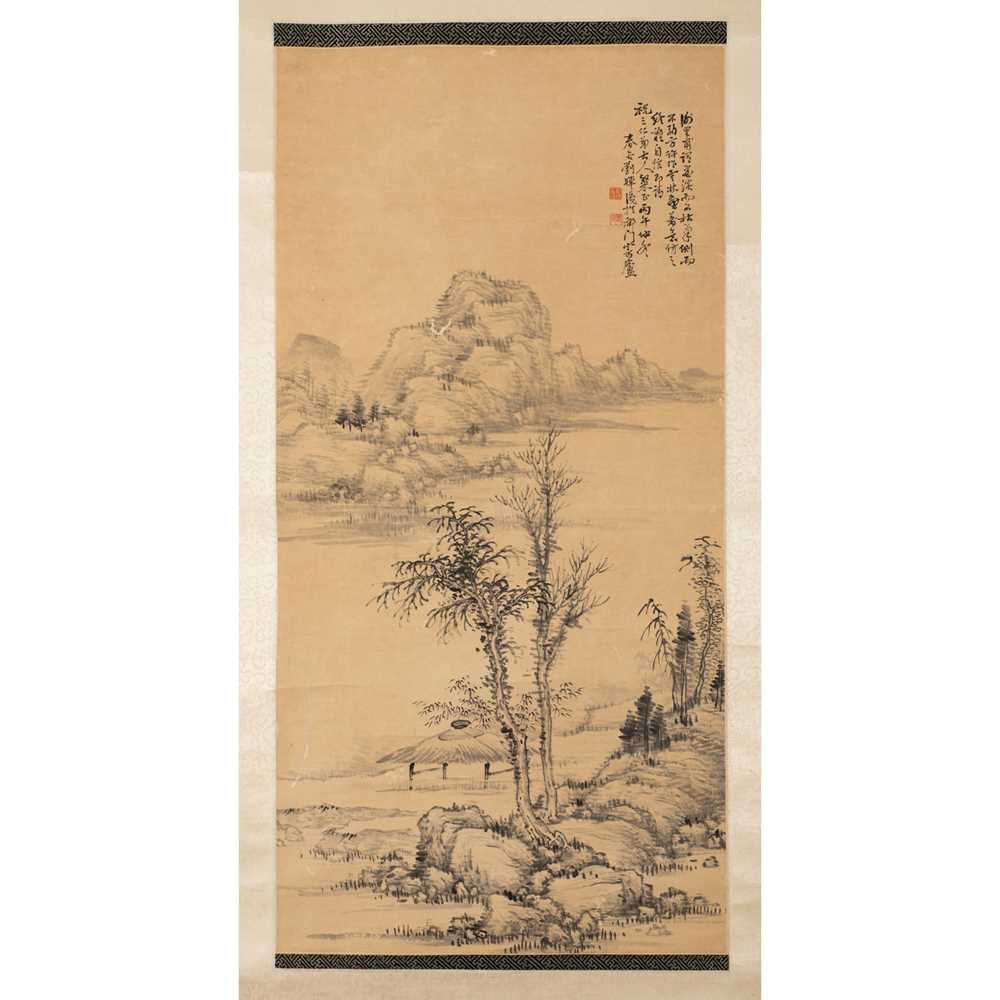 Appraisal: LIU HUI CHUNG - INK SCROLL PAINTING OF LANDSCAPE DATED