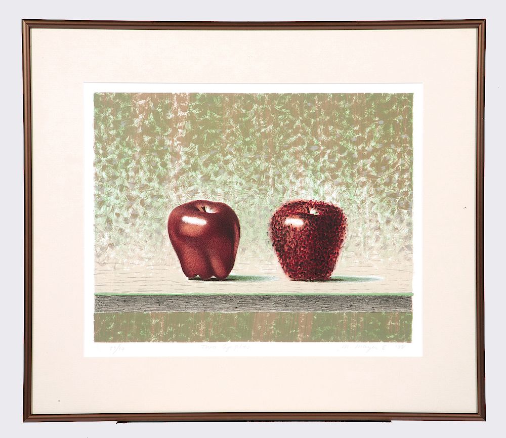 Appraisal: Martha Mayer Erlebacher Two Apples lithograph Martha Mayer Erlebacher American