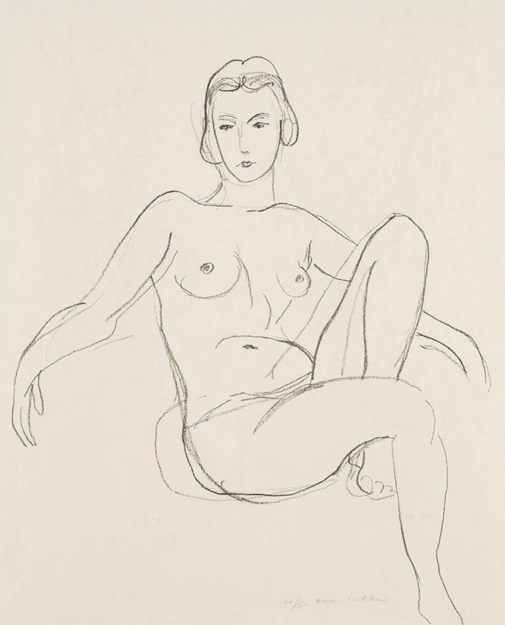 Appraisal: HENRI MATISSE - NU ASSIS LES BRAS ETENDUS D lithograph