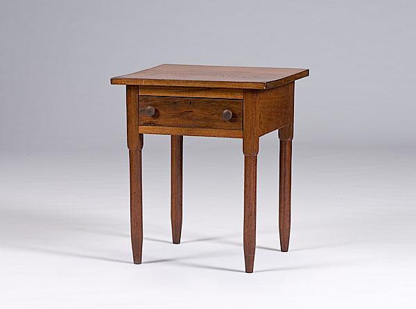 Appraisal: WALNUT SHAKER ONE DRAWER STAND American ca - walnut and