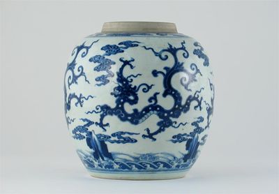 Appraisal: A Chinese blue and white ovoid vase decorated with four