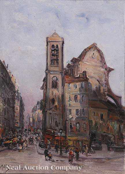 Appraisal: Gustave Madelain French - Bell Tower oil on canvas signed