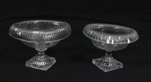 Appraisal: A near pair of Irish cut glass pedestal bowls each