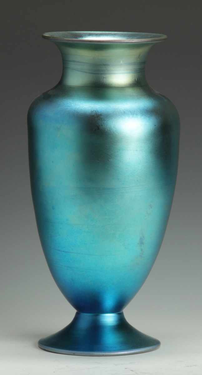 Appraisal: Steuben Blue Aurene Vase Sgn Steuben Aurene Condition Excellent Dimensions